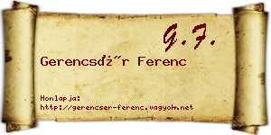 Gerencsér Ferenc névjegykártya